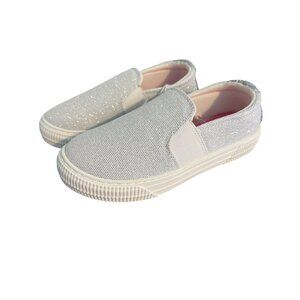 Jellypop Kid Isaiah Girls Silver Glitter Slip On Sneakers Shoes Size 4M NWOT
